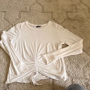 Terez Cream Ruched Long Sleeve Top